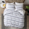 3pc Off White & Navy Blue Cotton Comforter AND Decorative Shams (Rhea-Off White/Navy-comf)