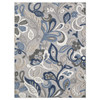 5 x 7 Blue Gray Jacobean Floral Indoor Outdoor Area Rug