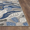 8 Round Blue Gray Jacobean Floral Indoor Outdoor Area Rug