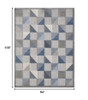 8 x 10 Blue Gray Triangle Indoor Outdoor Area Rug