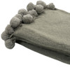 Plush Grey Wool Blend Throw With Pom Pom Trim Detail