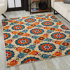 2 x 4 Orange Floral Lattice Indoor Outdoor Area Rug