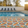 8 x 10 Orange Floral Lattice Indoor Outdoor Area Rug