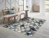 5 x 8 Blue Beige Nested Diamonds Modern Area Rug