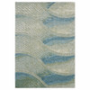 8 x 11 Blue Beige Abstract Waves Modern Area Rug