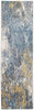 2 x 7 Blue Gold Abstract Painting Modern Runner Rug