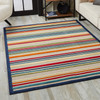 7 x 9 Navy Colorful Striped Indoor Outdoor Area Rug