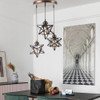 Brown Metal and Glass Star Geometric Hanging Lamp