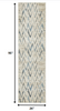 2 x 8 Beige Blue Distressed Chevron Runner Rug