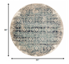 8 Round Beige Blue Distressed Diamonds Area Rug