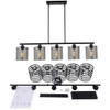 Industrial Black Cage Five Light Metal Pendant Chandelier