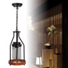 Brown Retro Metal And Wood Pendant Lamp