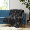 Black Fur Throw Reverse is Ultra Soft Faux Mink 50x60" (Ruched - Black - Throw)