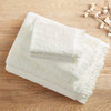 6pc Ivory Cotton Dobby Slub Towel Set Fringe Hem Detailing