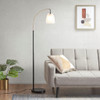 Matte Black Base & Frosted Shade Arched Floor Lamp (022164122831)