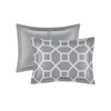 10pc Grey & White Geometric Comforter Set w/Matching Sheet Set (Nora-Grey-comf)