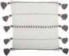 Bohemian White Cotton Accent Pillow with Grey Tassel Details