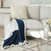 Boho Light Gray Fleece and Sherpa Accent Throw