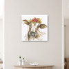 30" Watercolor Floral Cow Canvas Wall Art