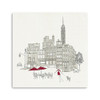 30" NYC Café Line Work with Red Accents Canvas Wall Art