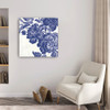 30" Blue Toile Rose Canvas Wall Art