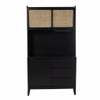Rustic Black and Light Bamboo Tall Buffet Cabinet