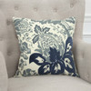 Blue Ivory Flower Pod Down Filled Throw Pillow