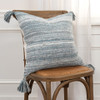 Teal Gray Boho Weave Indoor Outdoor Throw Pillow