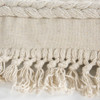 Ivory Braided Stripe Macrame Fringe Lumbar Pillow