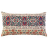 Red Beige Patterned Panel Lumbar Pillow