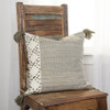 Ivory Taupe Accent Stitch Color Block Throw Pillow