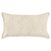 Beige Botanical Pattern Embroidered Lumbar Pillow