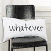 Black and White Whatever Embroidered Lumbar Pillow