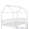 White Playhouse Frame Full Over Full Perpendicular Bunk Bed with Slide