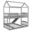 Gray Playhouse Frame Full Over Full Perpendicular Bunk Bed with Slide