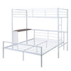White Twin Over Full Size Metal Bunk Bed with Desk
