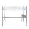 Silver Metal Twin Size Loft Bed with Desk