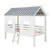 Playhouse with Windows and Roof White Twin Size Low Loft Bed