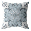 16" Blue Floral Forest Zippered Suede Throw Pillow