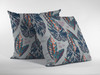 16 Blue Gray Tropical Leaf Zippered Suede Throw Pillow