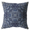 16 Indigo Boho Ornate Zippered Suede Throw Pillow