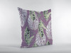 18 White Purple Tropical Leaf Zippered Suede Throw Pillow