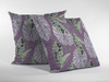 18 White Purple Tropical Leaf Zippered Suede Throw Pillow