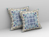 26 White Blue Rose Box Indoor Outdoor Zippered Throw Pillow