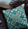 18 Teal Yellow Wreath Indoor Outdoor Zippered Throw Pillow