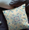 18 Blue Beige Wreath Indoor Outdoor Zippered Throw Pillow