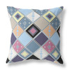 20 Blue Purple Tile Indoor Outdoor Zippered Throw Pillow
