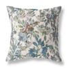 18 Blue White Florals Indoor Outdoor Zippered Throw Pillow