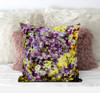 16" Purple Yellow Springtime Suede Throw Pillow