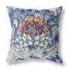 16 Blue Gray Flower Bloom Suede Throw Pillow